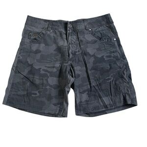 KÜHL Mens 34 Black Camo Cargo Shorts Utility Hiking Outdoor